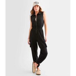 BKE Washed‎ Cargo Jumpsuit Black Size L Large